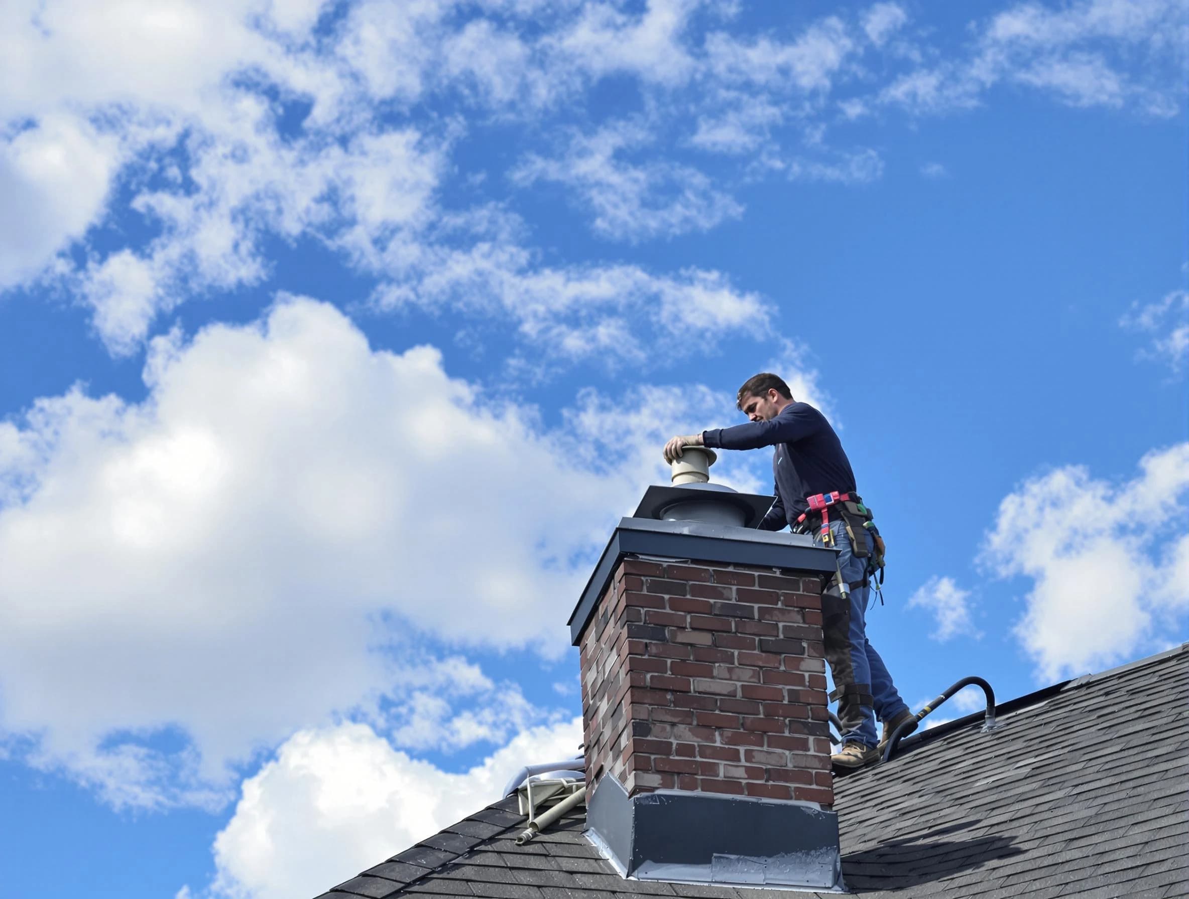 Berkeley Chimney Sweep installing a sturdy chimney cap in Berkeley, NJ