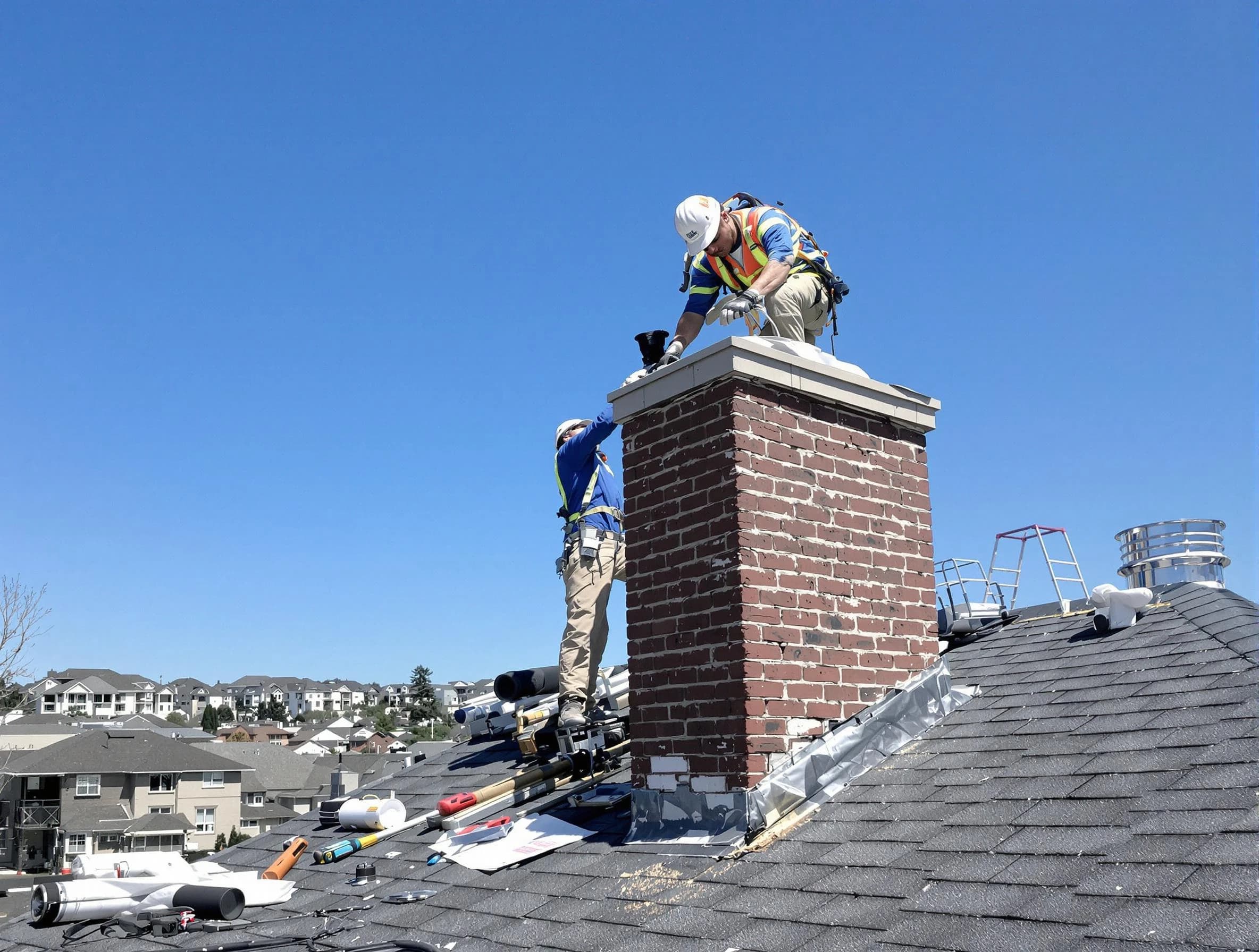 Berkeley Chimney Sweep repairing a chimney crown in Berkeley, NJ