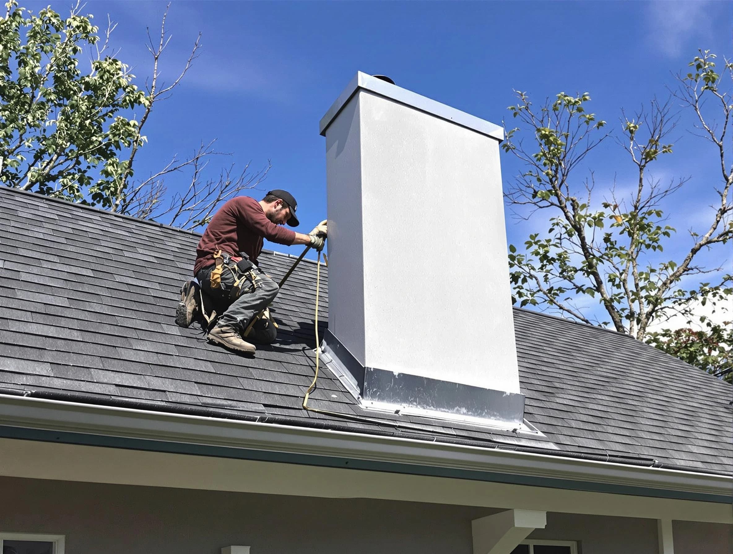 Berkeley Chimney Sweep team member finishing chimney construction in Berkeley, NJ