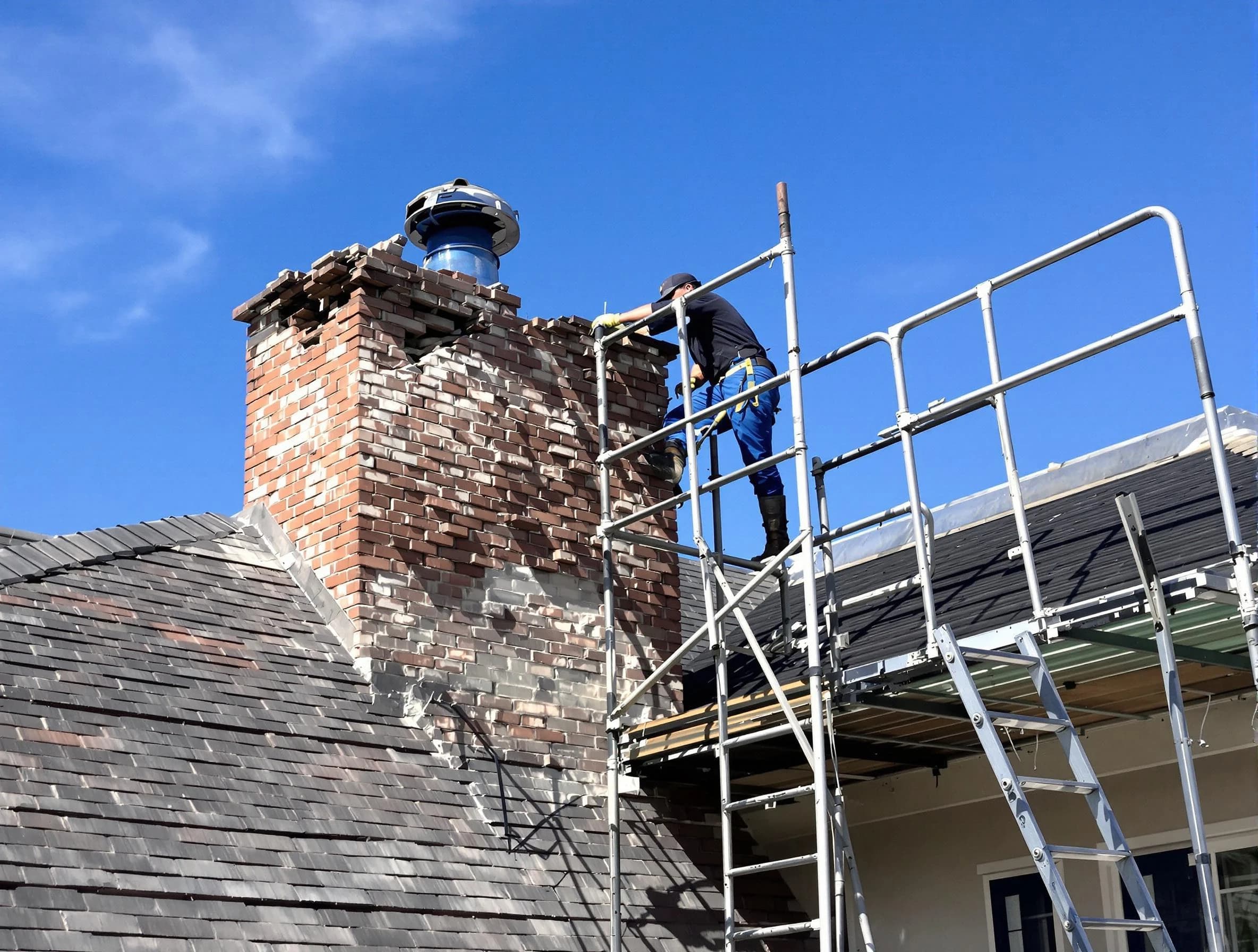 Rebuilding a chimney structure by Berkeley Chimney Sweep in Berkeley, NJ