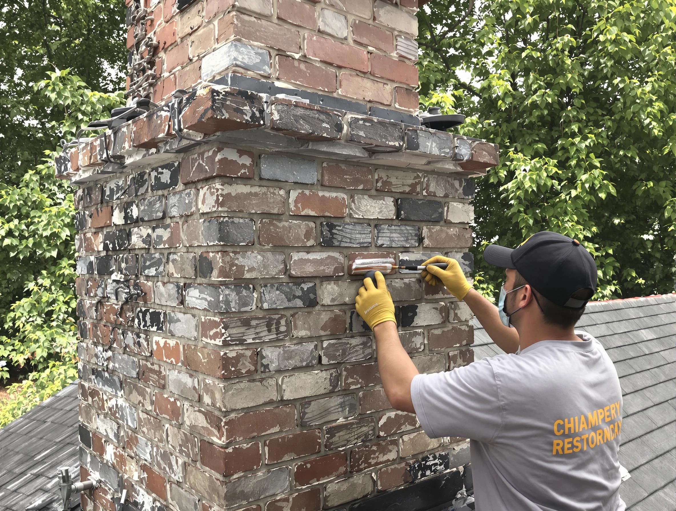 In-progress chimney restoration by Berkeley Chimney Sweep in Berkeley, NJ