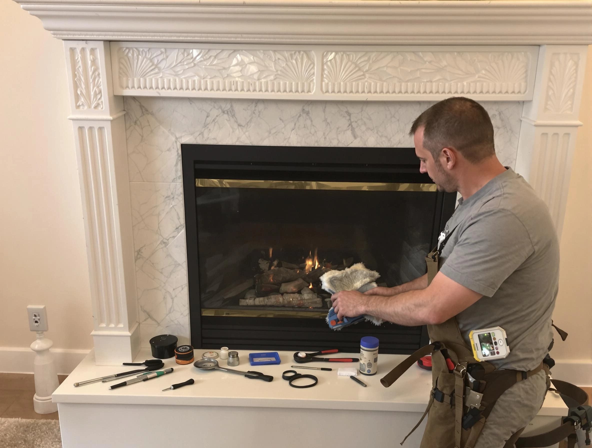 Berkeley Chimney Sweep performing fireplace maintenance in Berkeley, NJ